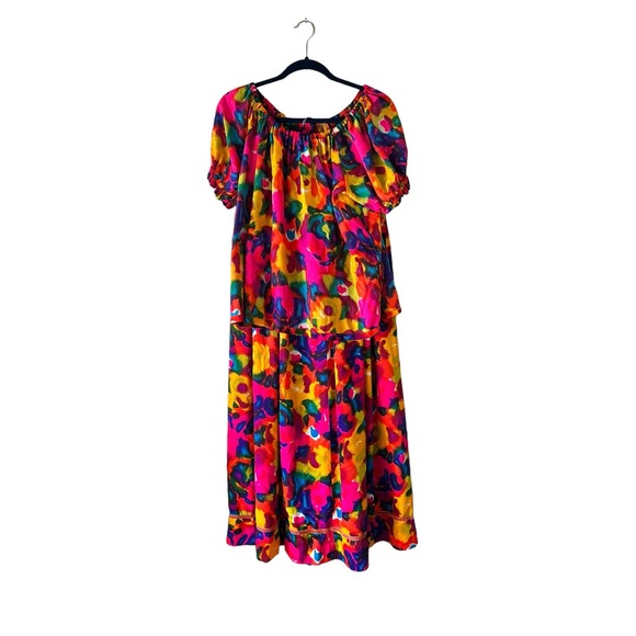 Vintage 1970s 70s Handmade Rainbow Bark Cloth Skirt Set - Picture 7 of 12